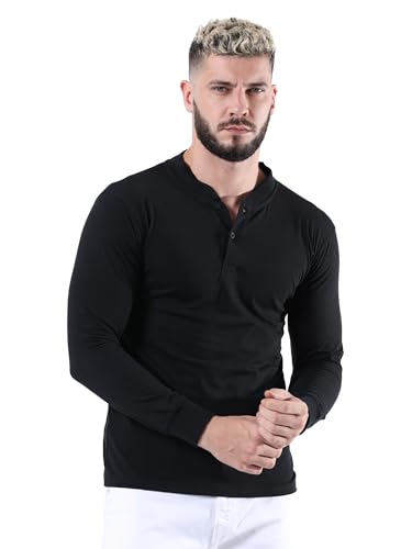 Image of fanideaz Mens Premium High Neck Henley T Shirts for Men Branded Full Sleeve Shirt for Men in Pure Cotton Casual & Formal Wear
