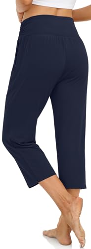 Image of UEU Women's Yoga Capri Pants Loose Soft Drawstring Workout Sweatpants