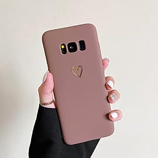 DEFBSC Case for Samsung Galaxy S8, Fashion Cute Love-Heart Shape Silicone Case Shockproof Soft TPU Back Cover Protective Case with Heart Pattern for Samsung Galaxy S8 - Brown
