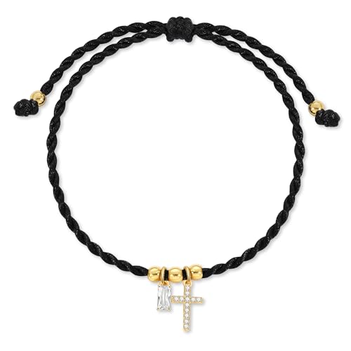 Birthstone Bracelets for Women, Cross Bracelet for Gls Christmas Gifts for Mom Handmaded String Rope Bracelets First Communion Gifts for Gls 04.Apr.(D