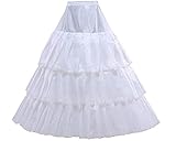 Pflegehinweis: waschbar; Loywe, Reifrock Petticoat aus Satin und Spitze, 3 Ringe, Taille Umfang bis 90cm, LW4805