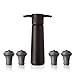 Vacu Vin Black Pump with Wine Saver stoppers - Keeps wine fresh for up to 10 days (Black 4 Stoppers)