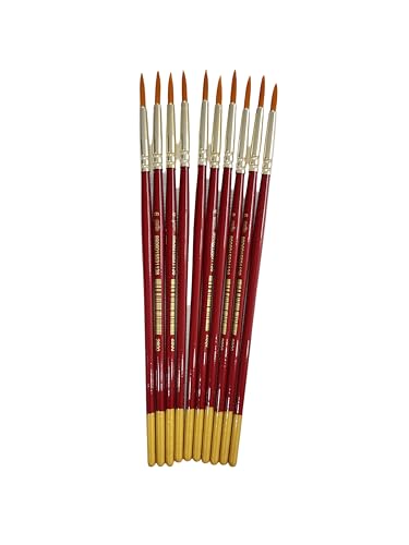 Image of polo Synthetic Hair Round Brushes | 6 Pack of 10 | Professional Fine Detail Paintbrush Set for Artists, Miniature & Acrylic Painting | Soft Bristles for Precision & Smooth Strokes