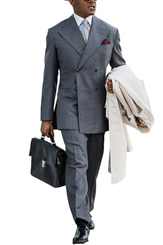 2 Piece Men's Suits Casual Double Breasted Blazer Pants Business Suit Formal Tuxedo for Wedding Party Prom Dinner