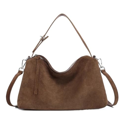 Sac à bandoulière en cuir de vachette suédé rétro et chic pour femme