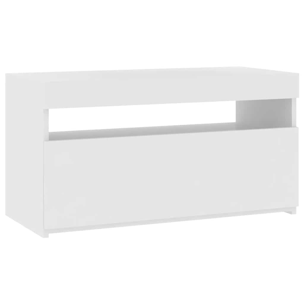 vidaXL Meuble TV avec lumières LED Blanc Brillant 75x35x40 cm