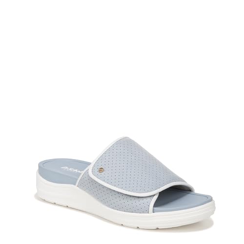 Dr. Scholls Womens Time Off Set Slide Sandal Summer Blue Microfiber 10