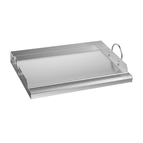 Stainless Steel Cooking Griddle with Removable Handles 23 x 16 Inch Flat Top Plate Insert for BBQ Camping Parties Outdoor Cooking