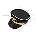 jojofuny Premium Pilot Captain Hat with Gold Embroidery - Adjustable Black Aviator Hat for Costume, Cosplay, Themed Parties & Role Play (Adult Size)