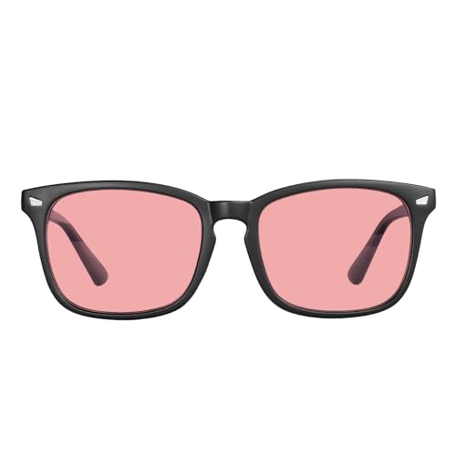 MAXJULI FL-41 Rose Blue Light Blocking Glasses for Photophobia Light Sensitivity,for Computer Gaming, Screen Fatigue & UV Protection (Black/FL-41 Rose)