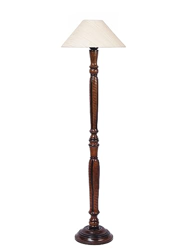 Image of Devansh Off-White Coolie Cotton Wooden Floor lamp -33