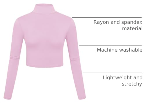 Image of Kindcall Lightweight Mock Turtleneck Crop Tops Long Sleeve Casual Base Layer for Women