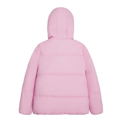 Image of LONDON FOG Girls' Heavyweight Quilted Puffer Jacket with Fleece Beanie