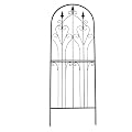 SCENDOR Metal Trellis 86.6" H x 29.5" W Tall Powder-Coated Black Garden Trellis Wrought Iron Heavy Scroll Metal Decoration Lawn Patio for Rose Clematis Ivy Weather Resistant Garden Addition