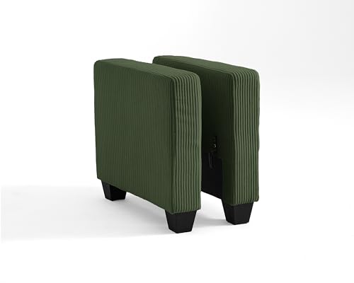 Image of CHIC HOUSE Modular Sectional Sofa with Storage Ottomans, Corduroy Cloud Couch for Small Spaces & Apartments, Reconfigurable L /U Shaped Convertible Corner Sofa, Green, Armrest