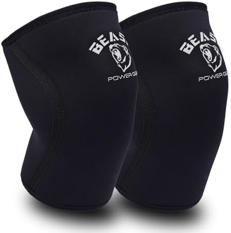 Beast Power Gear Neoprene Compression Knee Sleeves 7MM Support for Squats, Gym Strenght Training, Powerlifting, Weightlifting, Wrestling for Men & Women