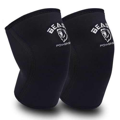 Beast Power Gear Neoprene Compression Knee Sleeves 7MM Support for Squats, Gym Strenght Training, Powerlifting, Weightlifting, Wrestling for Men & Women