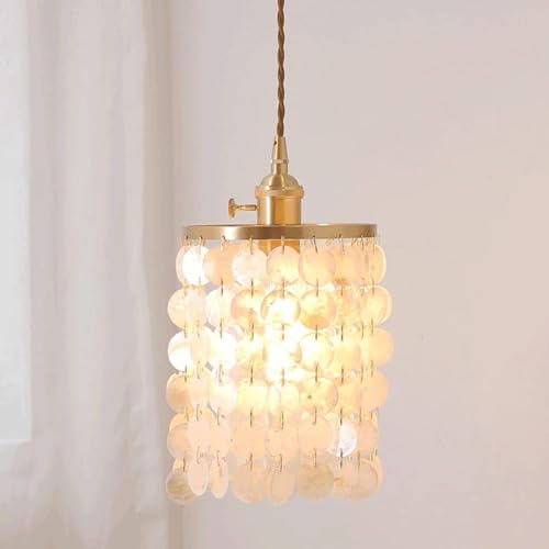 Coquille minimaliste tout cuivre et suspension en cristal de luxe