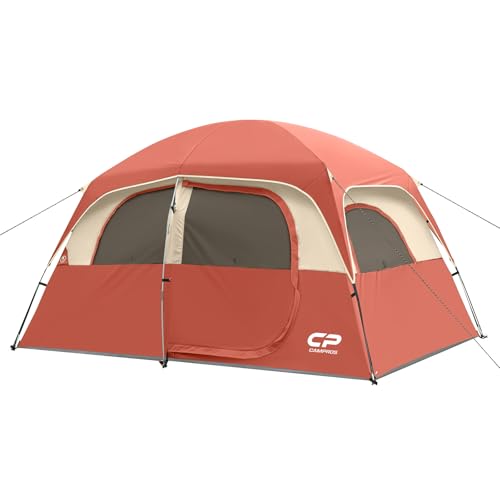 Image of CAMPROS CP Upgraded 6 /8 Person Camping Tents, Waterproof Windproof Family Tent with Larger Mesh Windows & Door, Double Layer, Easy Set Up, All-Season Dome Tent with Top Rainfly & Carry Bag