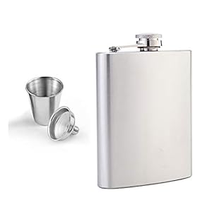 7 oz Heupfles Set Rvs Pocket Whiskyfles Flagon met Kleine Kop en Trechter voor Mannen Klimmen Bar party (Color : Leather, Size : 7oz/200ml)