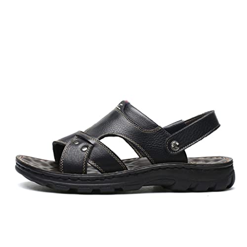 Genuine Leather Men's Sandals Top Layer Cowhide Men Casual Beach Shoes Outdoor Sandals Man Sandale Homme Sandalias(38)