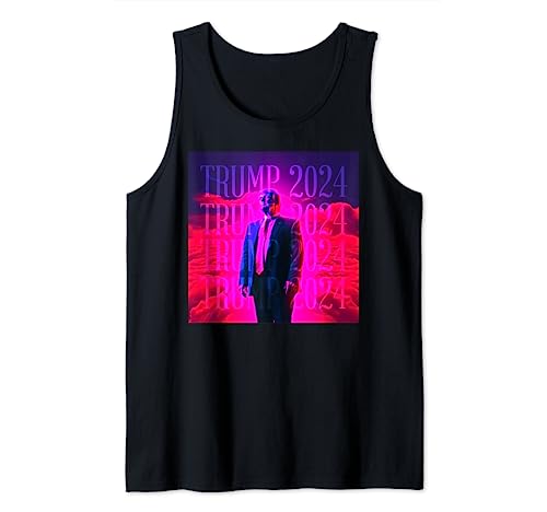 Vaporwave Retrowave Synthwave Donald Trump Presidente 2024 Camiseta sin Mangas