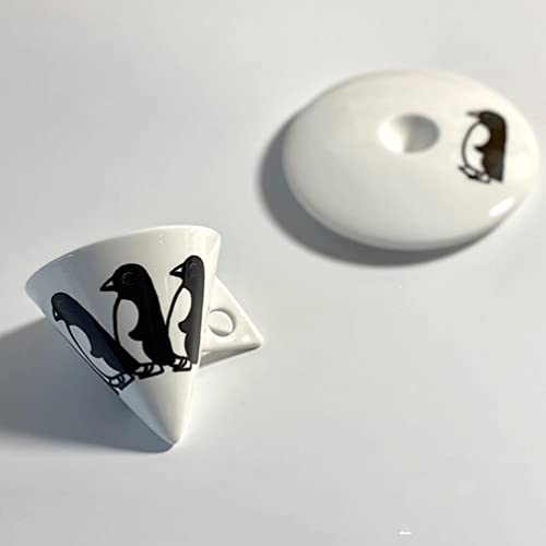 HEMOTON 1 Conjunto de Taza de Café de Cerámica Pingüinos 60Ml Taza de Café con Platillo Copa de Café Expreso Creativo… - Imagen 3