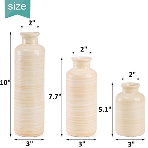 Zoofox Set Of 4 Ceramic Vases, Small Ivory Flower Vases With Crackled Finish, Decorative Modern Floral Vase For Home Decor, Living Room Centerpieces, Office Place Settings, Events #TOP1