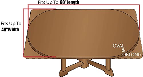 Rustic Wooden Daisy Flower Oval Fitted Tablecloth, Dragonfly Floral Old Garage Door American Native Country Farmhouse Decor, For Kitchen Dining, Party, Holiday, Christmas, Buffet, Fits 48" X 68" Table #TOP4