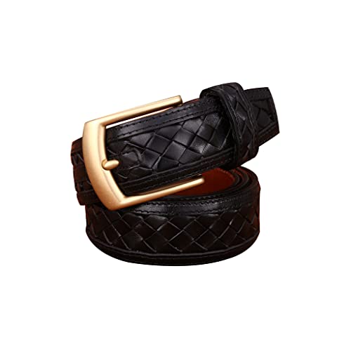 belts,leather belt,Men'sBeltLeatherCowhideBeltPinBuckleYouthBeltCopperBuckleHandWovenRetroCasualBeltJeans