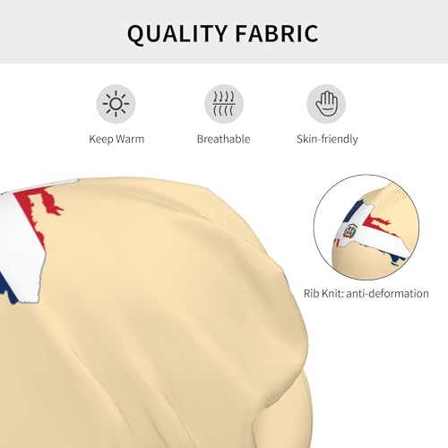 Dominican Republic Map Flag Children Hip Hop Knitted Hat Kids Elastic Leisure Knit Cap Warm Sleep Beanies Black3