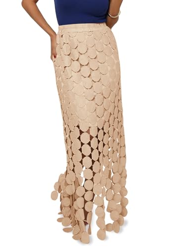 Image of Cicy Bell Womens Hollow Out Maxi Skirts Summer Boho Fringe Hem Long Skirt