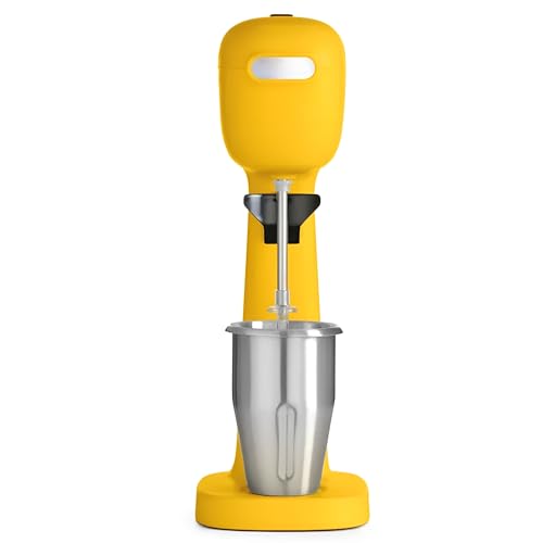 MBH - Batidora profesional para Batidos y Frappés de 400W. Batidora con vaso industrial para Hostelería. Incluye vasos de acero inoxidable y policarbonato. (Amarillo)