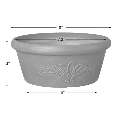 Arcadia Garden Products PSW TA20C Plastic/Stone/Wood Composite Bulb Pan – No Drainage Hole (Drillable), 8"x3", Chocolate