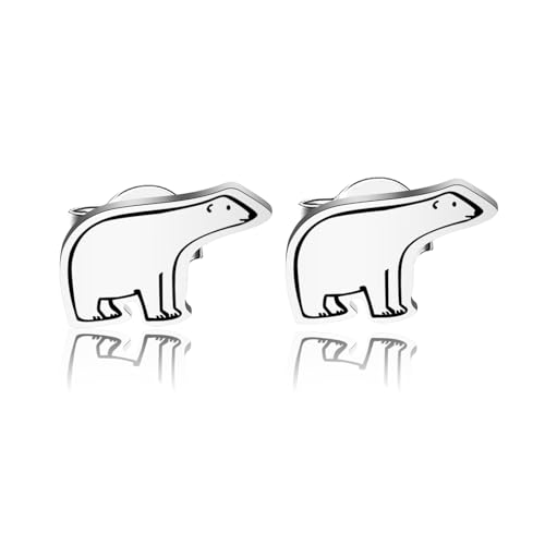 OKEYCH Polar Bears Lover Gift Polar Bear Stud Earrings Who Loves Polar Bears Jewelry North Pole Gift