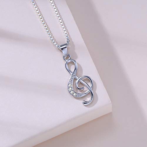 Music Note Pendant Necklace 925 Sterling Sliver Cubic Zirconia for Women Mother’s Day Valentine's Day Christmas Jewelry Gift Chain 18 Inches2