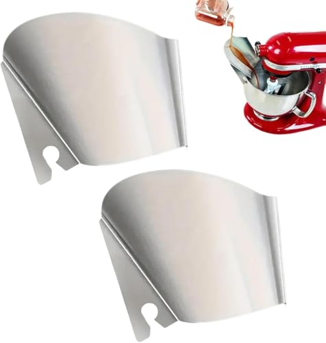 Stainless Steel Pouring Shield,Pouring Shield for Kitchen Mixer,Pouring Chute for Mixer,Pouring Chute Compatible with Stand Mixer,Kitchen Aid Pouring Chute,Splash Guards for Mixer (2pc)