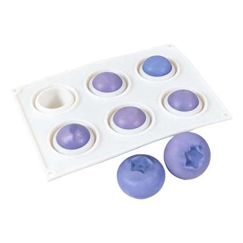 Moldes para hornear | 6 cavidades de arándanos antiadherentes reutilizables | Moldes de silicona para hornear magdalenas, magdalenas, chocolate, gelatina, postre, hogar, cocina, boda, de