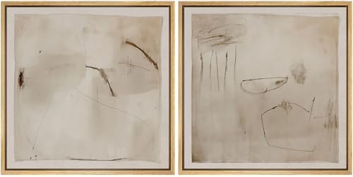 SIGNFORD Framed Canvas Print Wall Art Set Minimalist Abstract Ink...