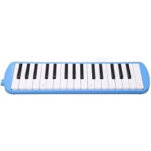 RiToEasysports 32 Piano Keys Melodica Musical Education Instrument Kit, Compact and Portable, Includes Bag and Accessories, Suitable for All Ages - Bluepinkblack, Resin and Stainless Steel Blue