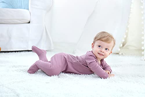 Image of O2Baby Baby Boys Girls Organic Cotton Zip-Front Sleeper Pajamas, Footed Sleep 'n Play