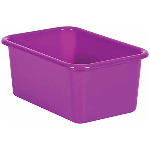Petit bac de rangement violet en plastique pour ranger les fournitures scolaires des enfants