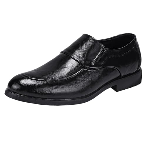 Dress Oxford for Men's Spanish Leather Casual Slip On Plain Toe Prom Slip Resistant Low Top Rubber Sole Non Slip Shoe