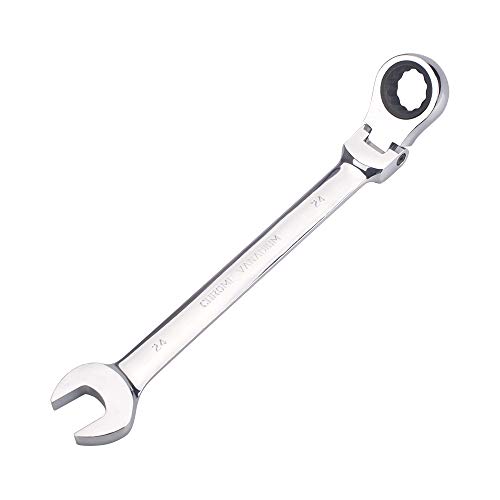 Image of FLZOSPER 24mm Metric Flex-Head Gear Wrench,Box End Head 72-Tooth Ratcheting Combination Wrench Spanner