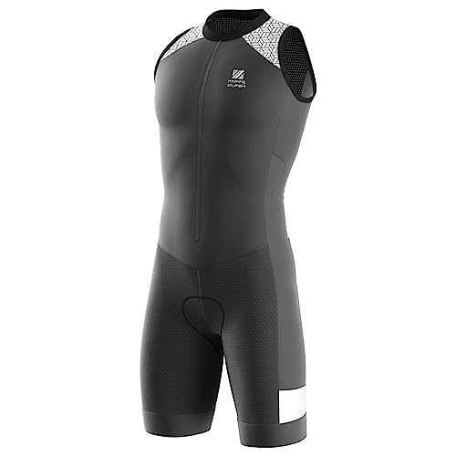 FFFF & OLFEH Traje de Ciclismo for Hombre, Traje de Carrera de triatlón, Fitness Sudadera Triatlón Triathlon Traje de baño Bicicleta de montaña Desgaste de Mono Jumpsuit 9D Gel Pad (M,Black)