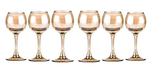 Honey 2-Ounce Liquer Glasses, Drinking Glasses for Liquor and Sherry, Elegant Stemmed Drinkware Set, Great Collectible Barware Gift, Set of 6