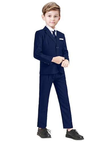 Image of Suit for Boy Formal Slim Fit Tuxedo 5 Pieces Kids Toddler Wedding Outfit Blazer Pants Vest Set Boys Suits