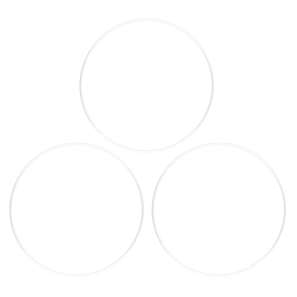 Ideen mit Herz Lot de 3 anneaux en métal pour le bricolage - 3 mm d'épaisseur - Diamètre : 20 cm - Idéal pour attrape-rêves, macramé, fleurs séchées, décoration murale (blanc)