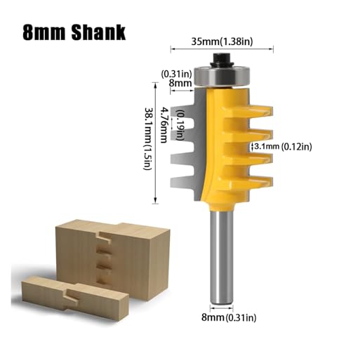 Fraise à bois 8mm shank à cône tenon pour un assemblage réversible net - 2