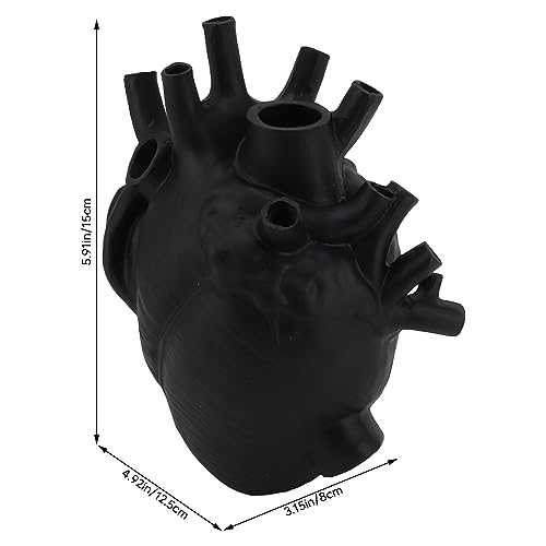 Love In Bloom Heart Vase - Black/White Anatomical Resin Vase For Modern Home Decoration